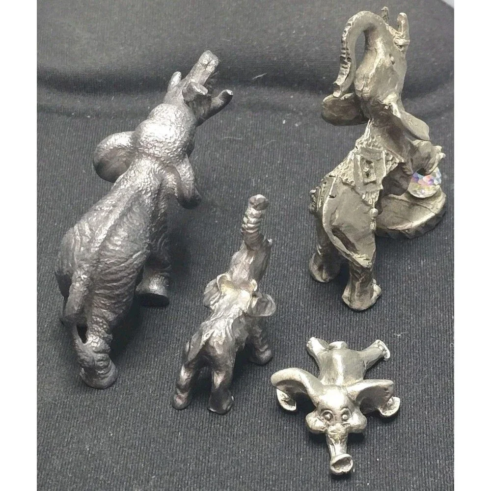 Lot Of 5 Miniature Elephant Figurines Pewter, Bronze .5-1.5